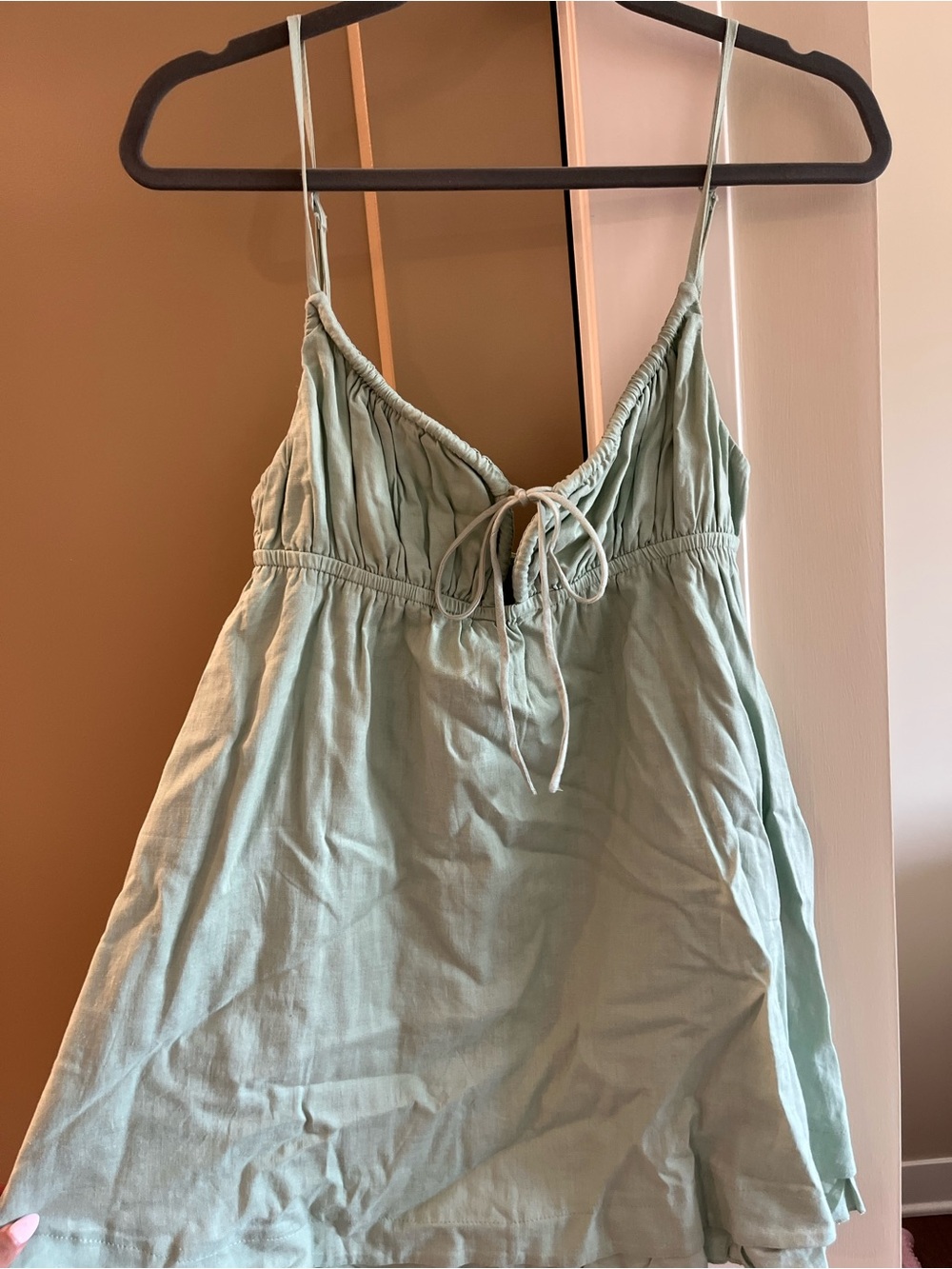Sage Green Mini Babydoll Dress